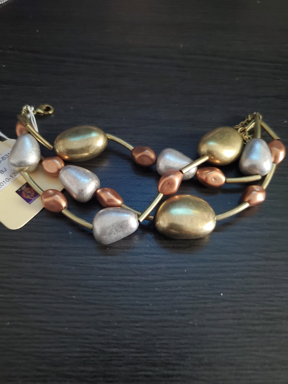 Mixed-Metal Beaded Bracelet - Gold, Silver & Copper Tones